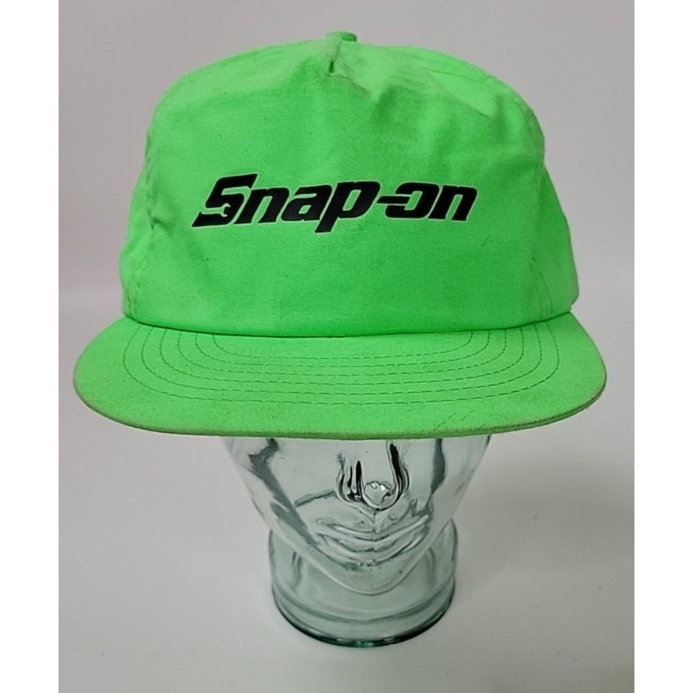 Vintage Snap On Tools Neon‎ Green Swingster Snapback Trucker Hat USA